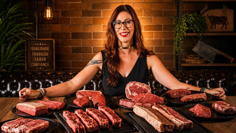 Larissa Morales com cortes nobres de carne bovina